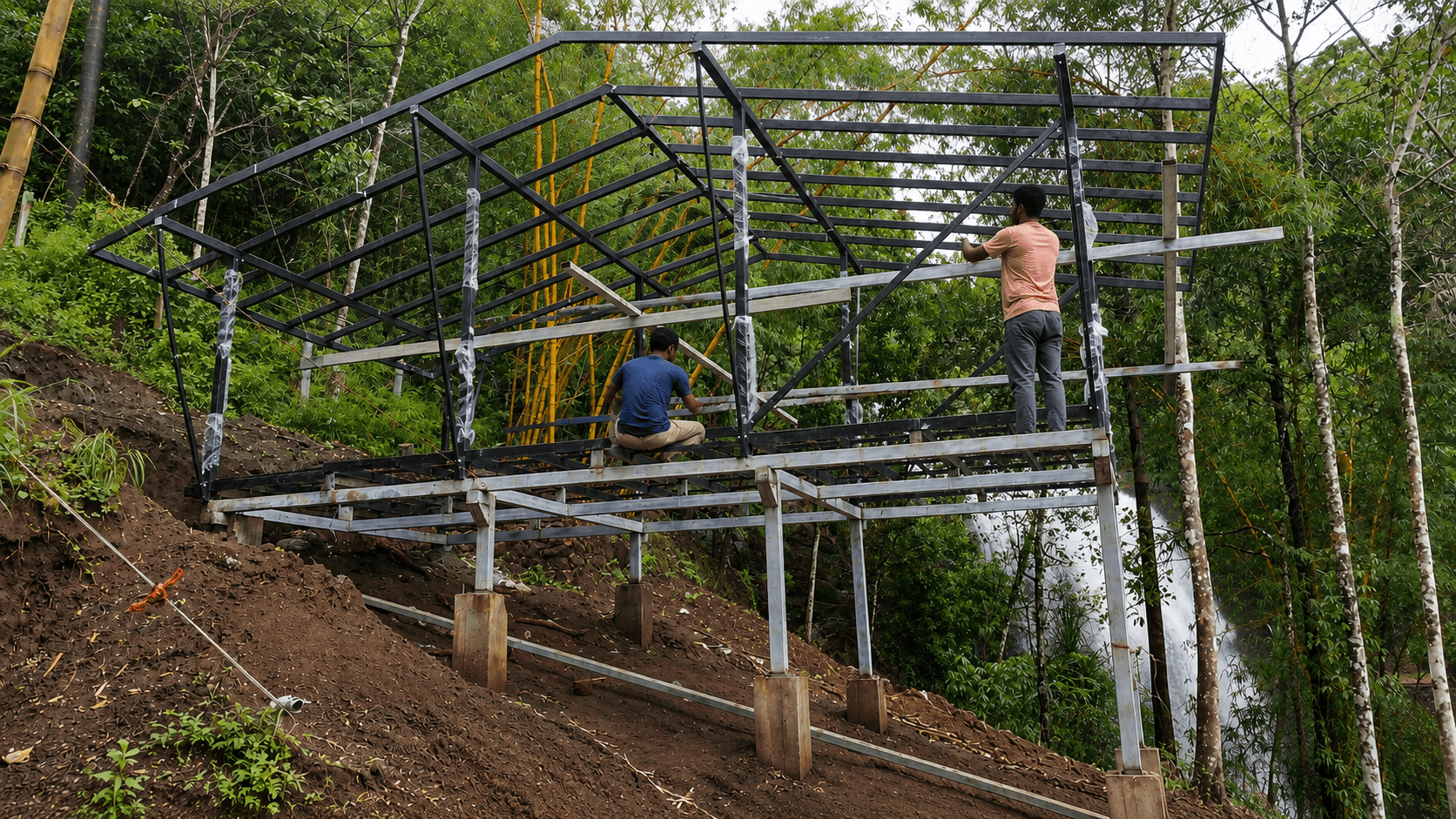 ZPODZ modular steel structure being assembled