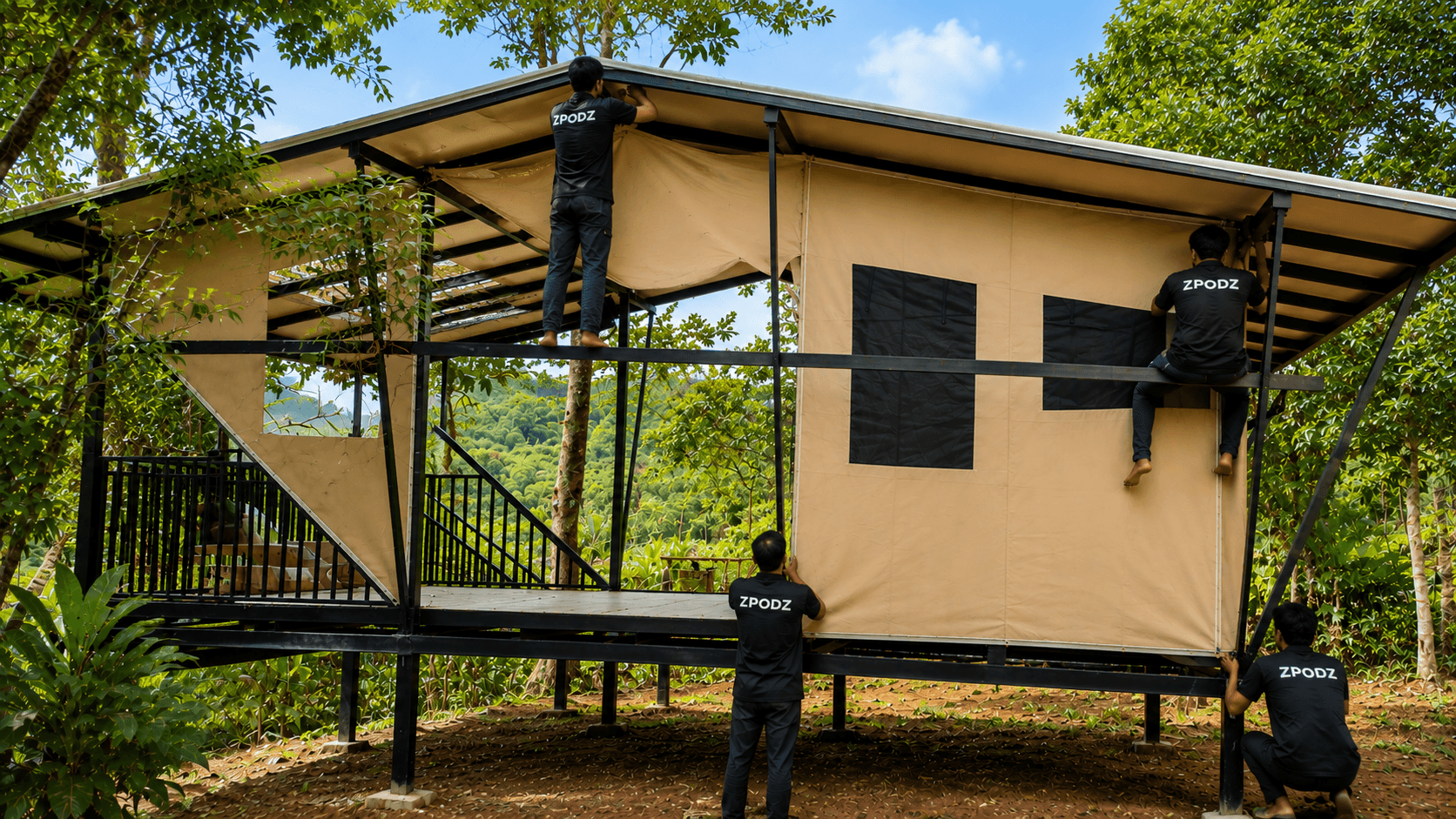 Canvas and roof installation on ZPODZ